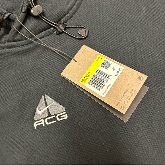 NWT Nike Sweatshirt Mens Small Black ACG Fleece Hoodie Sweater Heavy Oversized - Picture 3 of 14